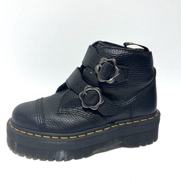 Dr. Martens Shoes - Dr Martens Womens Devon Flower Buckle Boots Black Size 7 M